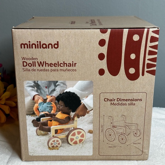 Miniland Wooden Doll Wheelchair Made with ECO Quality, FSC Certified Forest 18M+ - Picture 4 of 14